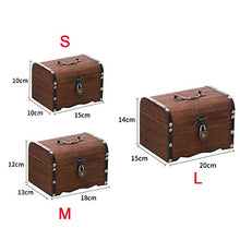 Load image into Gallery viewer, Treasure Chest Storage Box,Money Box,Locking Cash Box Piggy Bank, Gifts Solid Wood Toy Home Decor Kids with Lock Free Standing Vintage
