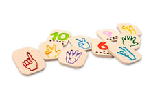 Load image into Gallery viewer, Plan Toys Wooden Hand Sign Tiles With Numbers 1   10 To Help Learn Sign Language (5655) | Sustainably
