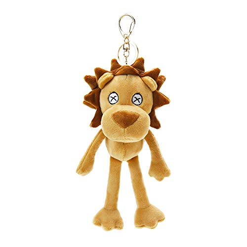 VICKYPOP Animal Plush Keychain Cute Lion Stuffed Toy and Interesting Backpack Doll Pendant for Kids or Friends (Lion-Brown)