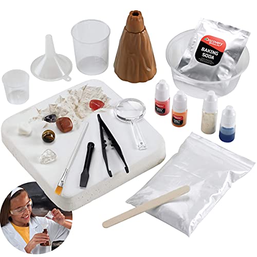 Discovery Kids #MINDBLOWN Ultimate Science Experiment 17 pc Kit, Perform 4 Experiments! Make Slime, Build a Volcano & Dig for Gems, Educational Toy for Children, Learn Chemistry & Excavation, Ages 8+