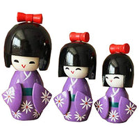 Goddness Bar 3PCS Japanese Geisha Doll Sushi Restaurant Decoration Ornaments Craft Gift Japanese Puppet Doll Kimono Doll Playsets for Girl(Purple)