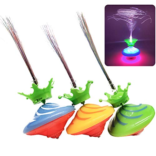 Sunfenle Flashing Music toy, Electric Spinning Top Toy Children Crown Fiber Optic, Light Up Spinning Toy,Kids UFO Toy Gift for Kids(Random Color)