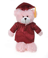Plushland Pink Bear Plush Stuffed Animal Toys Present Gifts for Graduation Day, Personalized Text, Name or Your School Logo on Gown, Best for Any Grad School Kids 12 Inches(Maroon Cap and Gown)