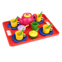Load image into Gallery viewer, FLORMOON Toy Tea Set - 19pcs Pretend Play Tea Set - Durable Construction, Food-Safe Material, BPA Free, Phthalates Free - Learning Shapes &amp; Colors Toy for Kids Children Tea Party and Fun
