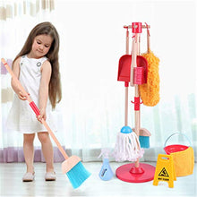 Load image into Gallery viewer, Teerwere Kids Cleaning Set Pretend Play Household Toys with Kid Stand Brush Broom Mop Dustpan Duster Rag Housework (Color : Red, Size : 10 Pcs Set)
