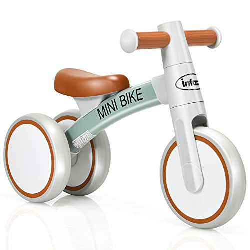 INFANS Baby Balance Bike 12-36 Months, No Pedal Tricycle Toddler Boys Girls, Infant Bike w/3 Silent Wheels, Baby First Bike -Birthday Gift, Kids Riding Toy Bike Indoor Outdoor (Grey)
