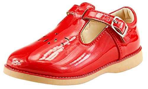 The Doll Maker Upper Cut Out T Strap Flat - ST173043A-5 Red