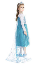 Load image into Gallery viewer, HenzWorld Little Girls Princess Dresses Snow Queen Costume Dress up Clothes Halloween Birthday Party Cosplay Outfits Cape Gloves Crown Wig Accessories 7-8 Years
