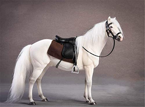 Lana Toys JXK 1/12 Germany Hanover Horse Figure Warm-Blood Horse Hanoverian Steed Animal Model Realistic Educational Painted Figure Decoration Toy Collector Gift Adult (White)