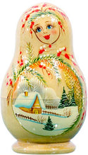 Load image into Gallery viewer, Russian Nesting Doll - Kirov - VJATKA - Hand Painted in Russia - Medium Size - Wooden Decoration Gift Doll - Matryoshka Babushka (Design B, 4.75`` (5 Dolls in 1))

