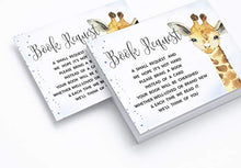 Load image into Gallery viewer, Inkdotpot 30 Books for Baby Shower Request Cards Bring A Book Instead of A Card Giraffe Jungle Animals Baby Shower Invitations Inserts Games
