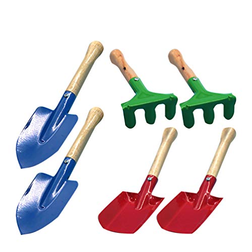 BESPORTBLE Kids Garden Tool Set, Gardening Tools for Kids, Kids Garden Tools with Rake,Shovel and Trowel Made of Metal and Wooden Handle as Kids Gardening Gifts 6PCS