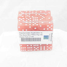 Load image into Gallery viewer, Peach Glow in The Dark Dice with White Pips D6 16mm (5/8in) Pack of 100 Wondertrail

