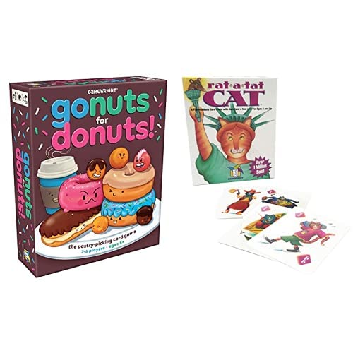 Gamewright - Go Nuts for Donuts - The Pastry-Picking Card Game & Rat-A-Tat-Cat Multi-Colored, 5