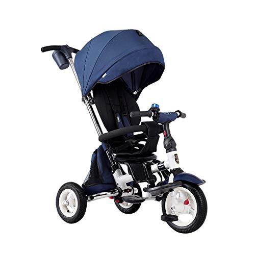Trikes Baby Bike Strollers for Kids Kids 4 in 1 Trike Push Chair Childrens Guided Tricycle Removable Canopy Blue Purple Pink (Color : Blue)