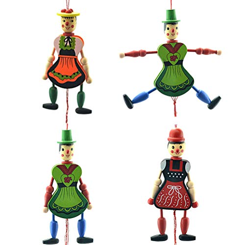 PRETYZOOM 4pcs Wood Puppet Doll Toys Margaretha Reichardt Wooden Toys Wooden Hanging Puppet Toys Party Favor