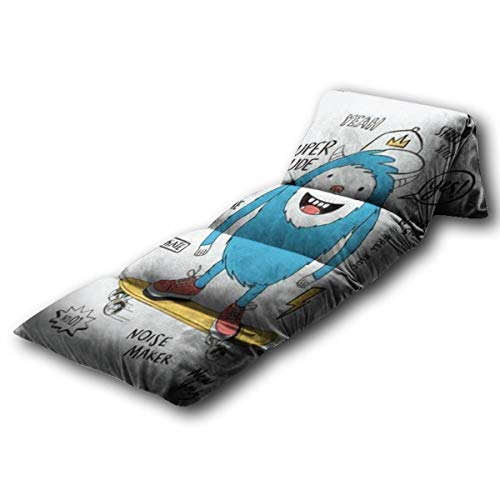 Kids Floor Pillow Skater Illustration with Cool Slogans Skate Shoes and Pillow Bed, Reading Playing Games Floor Lounger, Soft Mat for Slumber Party, for Kids, King Size