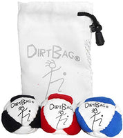 DIRTBAG Classic Footbag Hacky Sack 3 Pack with Pouch, Unique, Footbag Set with Signature Carry Bag - White Combo with White Pouch.