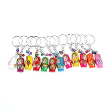 Load image into Gallery viewer, NUOBESTY Nesting Dolls Key Chains Wood Matryoshka Russian Dolls Key Rings Charms for Christmas New Year Gifts 12PCS
