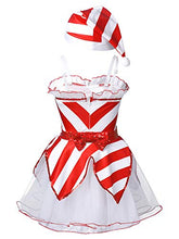 Load image into Gallery viewer, QinCiao Toddler Kids Girls Santa Claus Christmas Costume Sequined Tutu Dress with Hat for Ice Skating/Ballet Dancewear White&amp;Red 10
