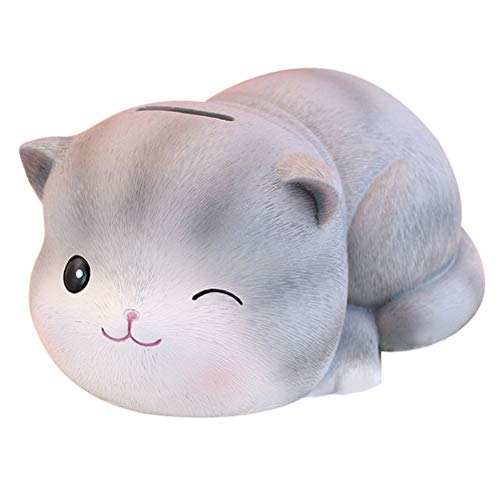 IMIKEYA Cute Cat Design Saving Pot Cartoon Coin Bank Resin Money Pot Small Change Container Adorable Birthday Gift for Home Shop Kids