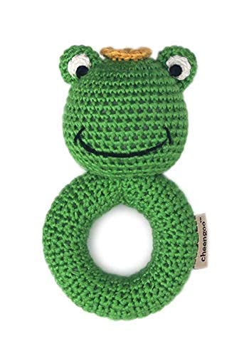 Cheengoo Organic Hand Crocheted Ring Rattle - Frog