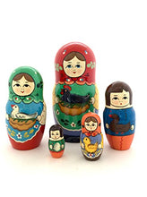 Load image into Gallery viewer, BuyRussianGifts Russian Traditional Matryoshka Doll Hand Painted Nesting Doll Set of 5 / 7.5&quot; H
