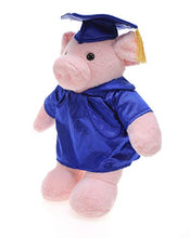 Load image into Gallery viewer, Plushland Pig Plush Stuffed Animal Toys Present Gifts for Graduation Day, Personalized Text, Name or Your School Logo on Gown, Best for Any Grad School Kids 12 Inches(Royal Cap and Gown)
