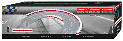 Carrera 20021130 21130 Tire Stacks Guardrail Wall for Digital 124/132/Evolution Slot Car Tracks Realistic Scenery Add On Parts Accessory, White Red