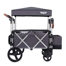 Load image into Gallery viewer, Keenz 7S Push Pull Baby Collapsible Adjustable Folding Wheeled Stroller Wagon with Protective Canopy Cover, Cupholder, and Cooler for 2 Toddler Kids, Gray
