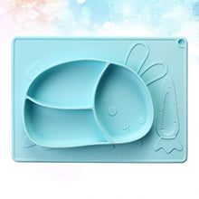 Load image into Gallery viewer, NUOBESTY Silicone Baby Plates Food Fruits Tray Divided Plates Rabbit Design Meal Dish Dining Tray Tableware for Toddler Child Mealtime Sky-Blue
