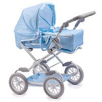 JC Toys | Berenguer Boutique | Deluxe Foldable Baby Doll Stroller with Canopy | Removable Carry Basket | Blue | Ages 3+