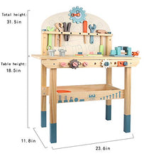 Load image into Gallery viewer, Wooden Power Tool Workbench for Kids, Building Tools Sets Pretend Play Toys - Construction Workbench with Wrench, Screwdriver, Miter Saw and Hammer - Educational Gift for Toddlers Age 3 and Up
