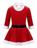Loodgao Kids Girls Christmas Santa Claus Dress Princess Costume Velvet Long Sleeve Tutu Dance Dress for Skating Red 8