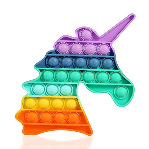 HiUnicorn Rainbow Unicorn Fidget Toy with Pop Sound, Horse Push Bubbles Poppers School Party Games Toys Crafts Gift for Kids Girls, Popping Sensory Toy Autism Stress Reliever(1 Pack Rainbow Unicorn)
