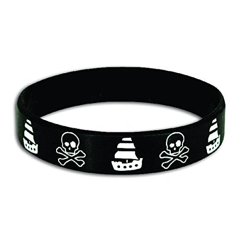 Pack of 12 Printed Theme Silicone Bracelets, Party Favors for Kids (Pirate)