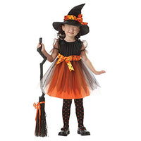Fyumgl Witch Playing Children's Halloween Costumes Children's Performance Costumes,Orange,M