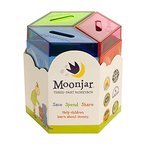Moonjar Classic Save Spend Share 3-Part Tin Moneybox Bank to Teach Children Money Management