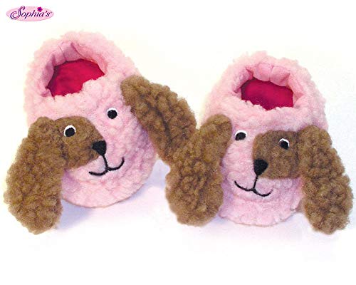 Cute Puppy Dog 18 Inch Doll Slippers Sized to Fit 18 Inch American Girl Doll Clothes & More! Doll Accessories of Pink/Brown Animal Slippers for Dolls