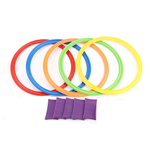 Vipxyc Jump Rings Toy Set, 5-Piece Jump Ring Game Sports Toys Hopscotch Ring Game Outdoor Play Activity for Children