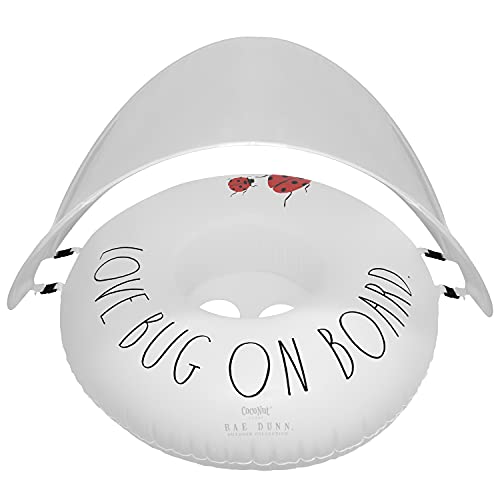 Rae Dunn Toddler Float with Canopy by CocoNut Float Love Bug on Board Theme - Child Sized Inflatable Raft & Durable Water Toy - Stable Ride-On for Summer Parties & Swim Events