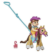Littles by Baby Alive, Lil Pony Ride, Little Mandy Doll and Pony with Push-Stick, Accessories, Brown Hair Toy for Kids 3 Years Old and Up