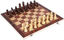 Load image into Gallery viewer, Riyyow 3 in 1 Wooden Folding Chess Set Entertainment International Chess Travel Draughts Set for Family Activities Travel Parent-Child Entertainment Toy (Size : 34 * 34cm)
