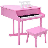Goplus Classical Kids Piano, 30 Keys Wood Toy Grand Piano w/ Bench, Musical Instrument Toy, Great Gift for Girls and Boys (Pink)