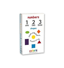 Load image into Gallery viewer, Flash of Brilliance Numbers Shapes and Colors Flash Cards with Spanish, French, and Portuguese translations for Each Number

