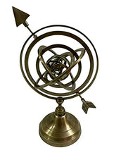 Load image into Gallery viewer, Brass Antique Finish Armillary Globe with Arrow Nautical Astrolabe Sphere Decor
