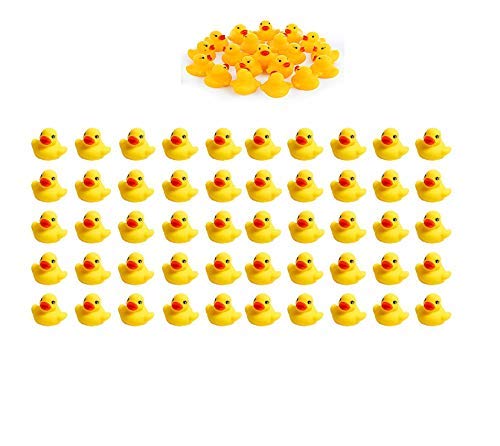 Sohapy 50Pcs Mini Yellow Rubber Ducks Baby Shower Rubber Ducks, Squeak Fun Baby Yellow Rubber Bath Toy Float Fun Decorations for Shower Birthday Party Favors Gift (50Pcs)
