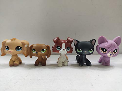 5pcs/Lot Set Littlest Pet Shop LPS Great Dane Dog Dachshund Dog Collie Cat Kitty Coker Spaniel Dog Fox Figure Toys lps Gift Kids
