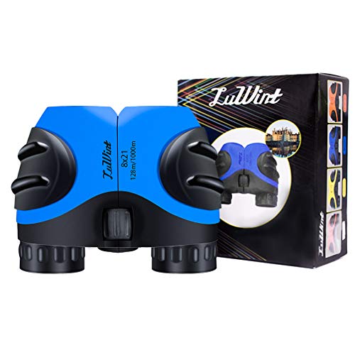 Luwint 8 X 21 Binoculars for Kids, Mini Compact and Image Stabilized Educational Science Toys Gifts for Boys Girls Ages 3-12 Years Old (Blue)