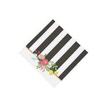Load image into Gallery viewer, B/W STRIPE BRIDAL SHOWER BEV NAP (16PC) - Party Supplies - 16 Pieces

